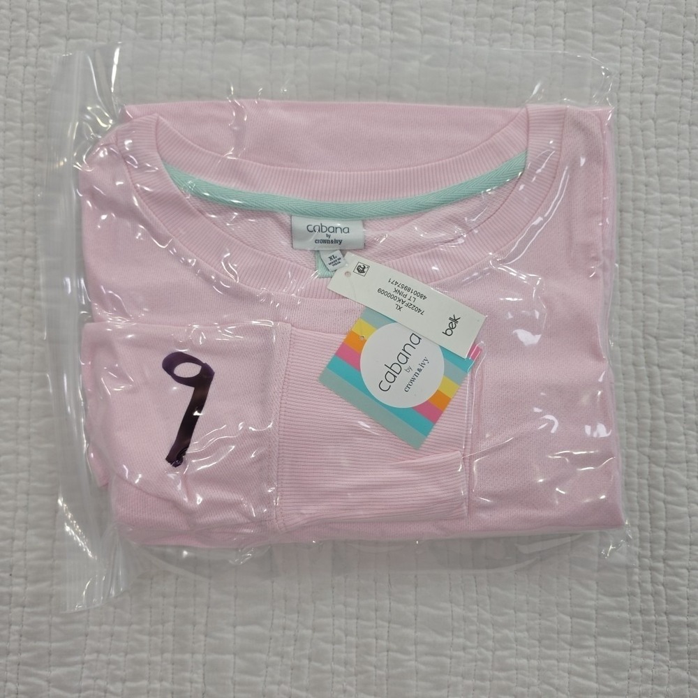 Cabana by Crown & Ivy Dolman Sleeve Sweatshirt Women's XL Light Pink NEW Crew - Picture 14 of 14